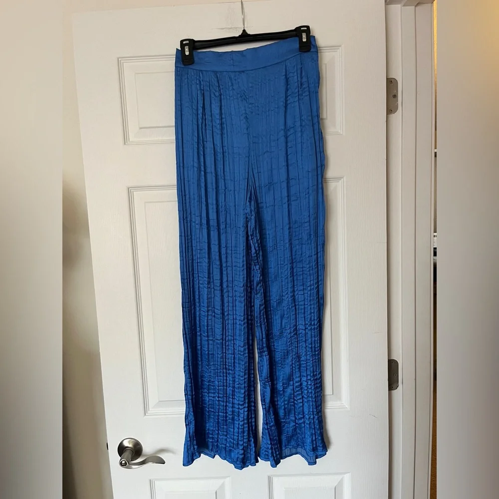 House of Harlow 1960 Blue Two Piece Set Open Back Crop Top & Flowy Pants Size S - Picture 8 of 11